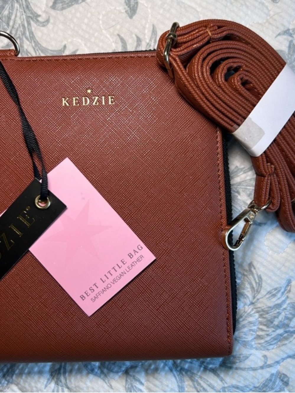 Kedzie Brown Crossbody Bag - Sleek Saffiano Leather Look